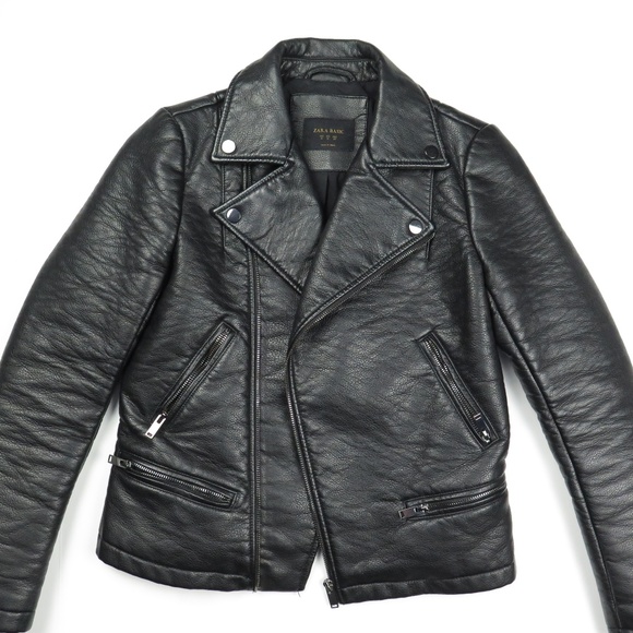 Zara Jackets & Blazers - Zara Heavy Thick Leather Moto Black Jacket